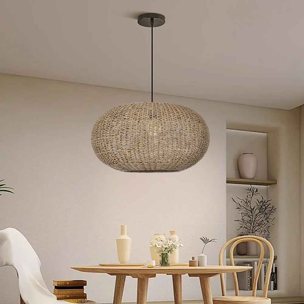 Creative Seagrass Pendant Light Handmade Art Chandelier Living Room Dining Room