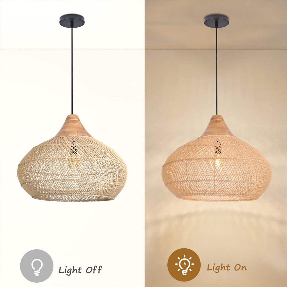 Modern Woven Rattan Hanging Lighting Fixture for Kitchen Island