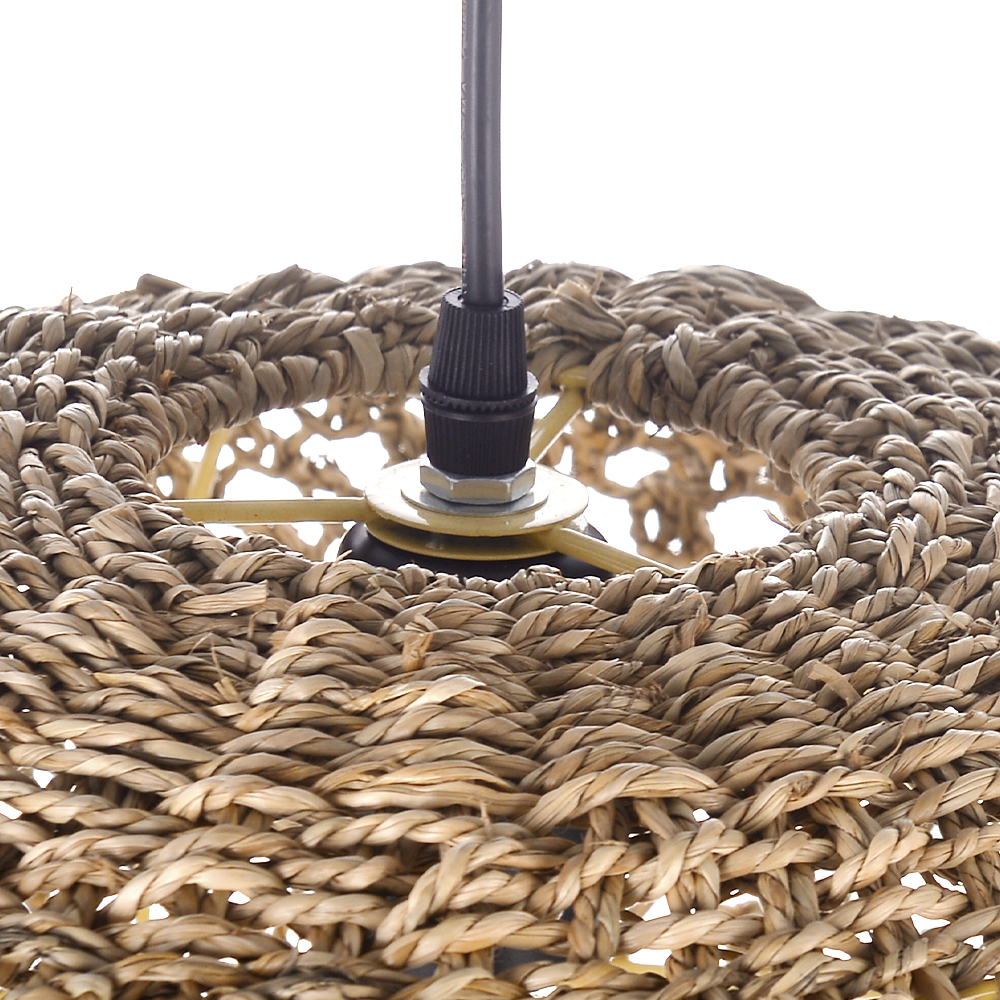 Round Ceiling Lamp Natural Home Decor Seagrass Pendant Light Shade