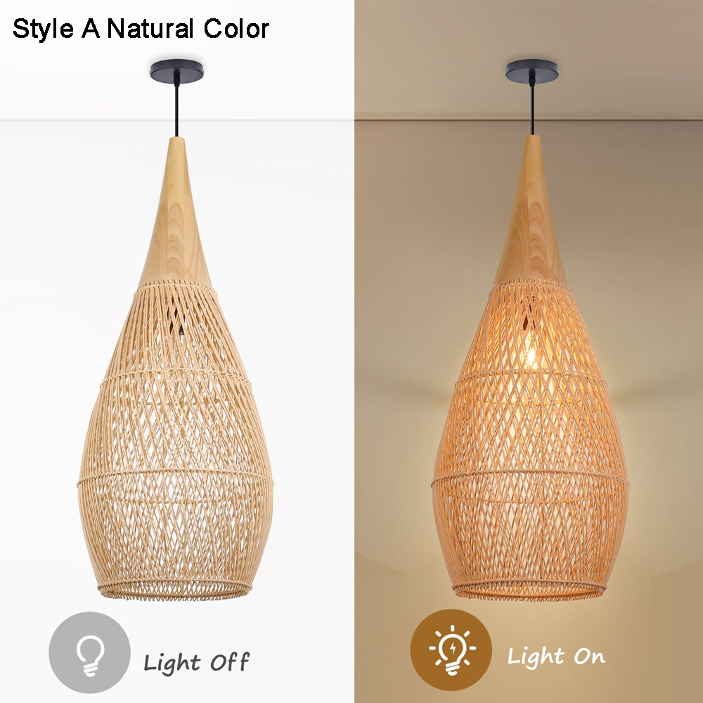 Rattan Pendant Light Wabi Sabi Style Retro Dining Room Chandelier