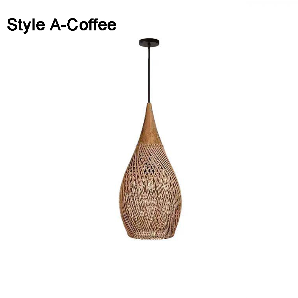 Rattan Pendant Light Wabi Sabi Style Retro Dining Room Chandelier