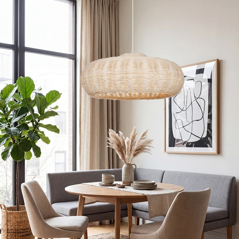 Handcrafted Woven Rattan Pendant Light Dining Room Restaurants Modern Lighting Fixture