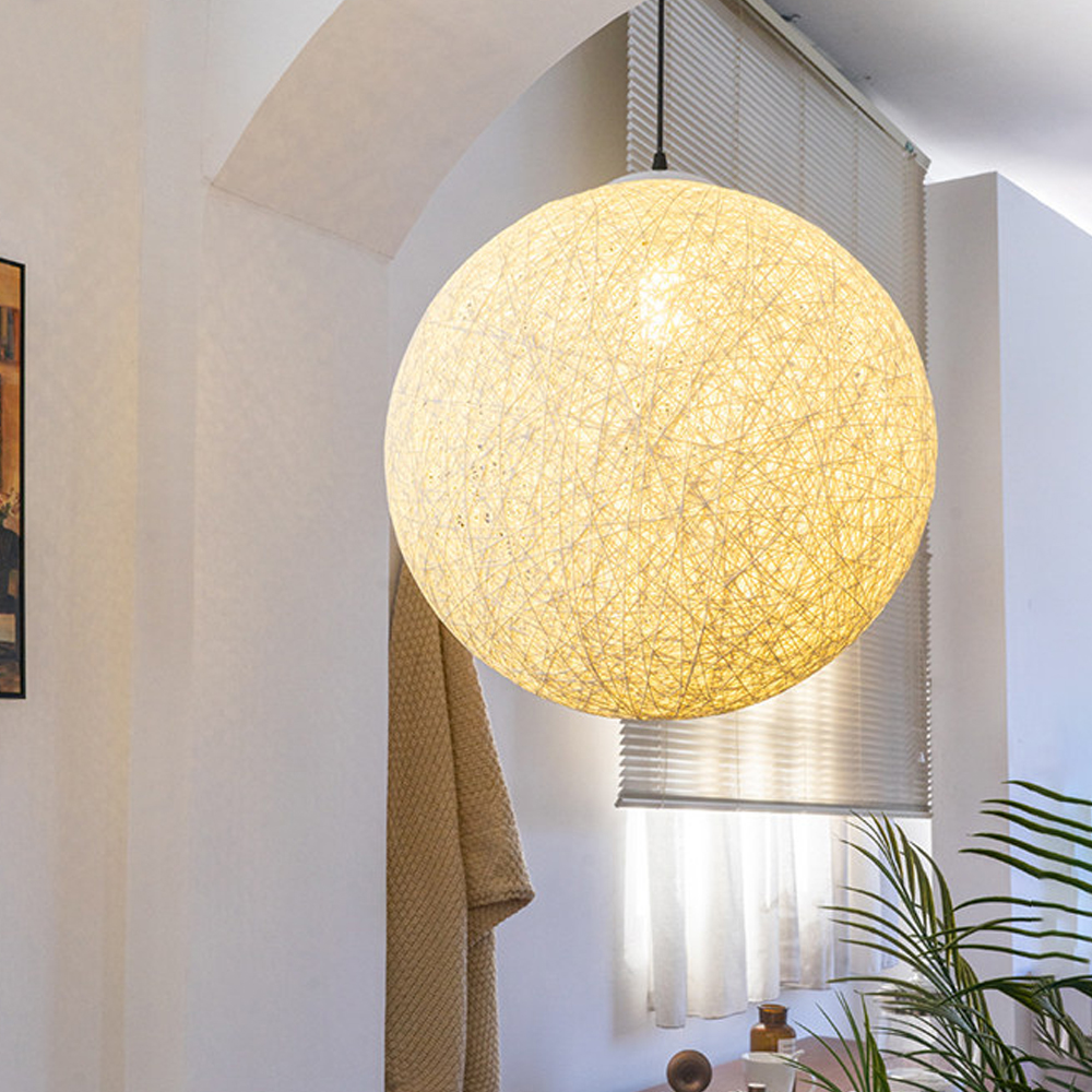 Ships from US Warehouse: 24 Inch White Spherical Rattan Pendant Light