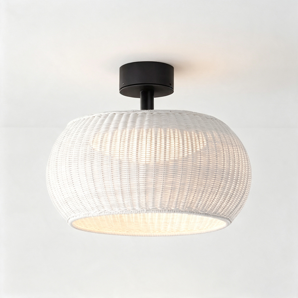 Outdoor Waterproof Rattan Ceiling Lampshade Porch Light