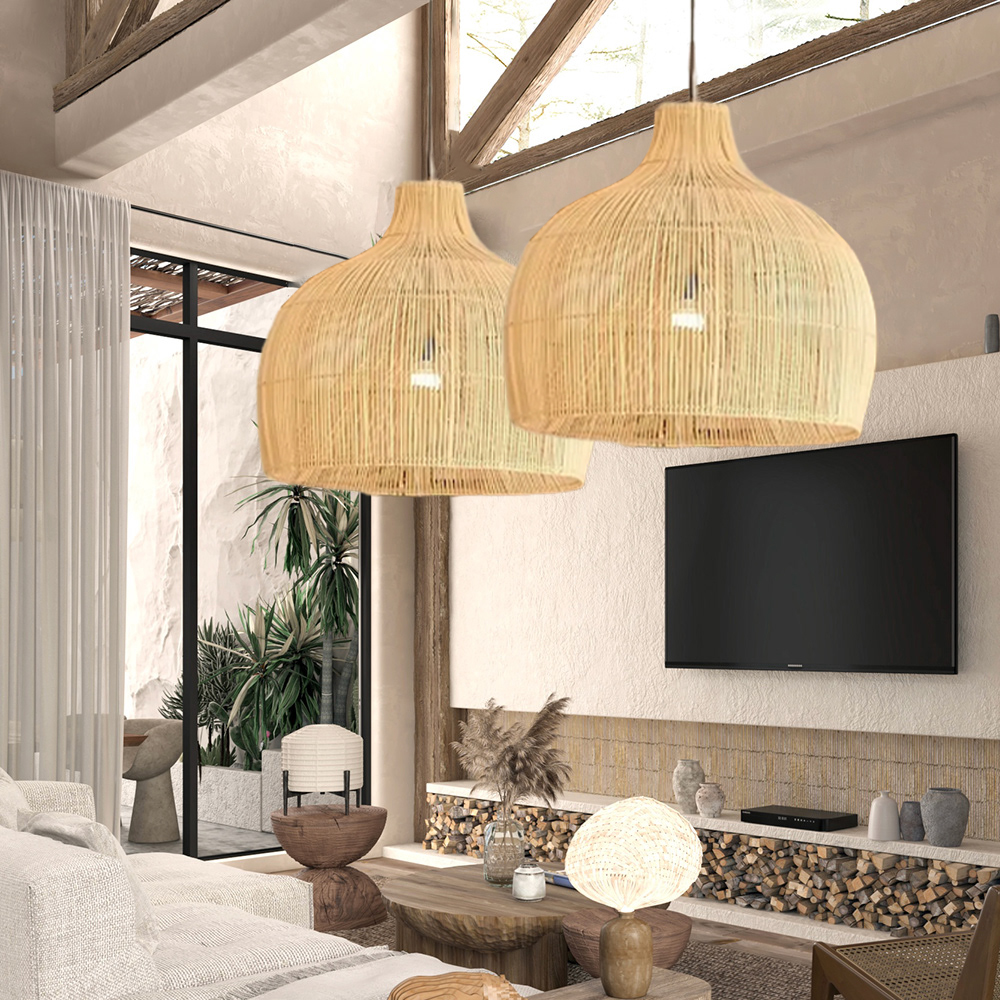 Vintage Wabi-Sabi Living Room Rattan Pendant Lamp