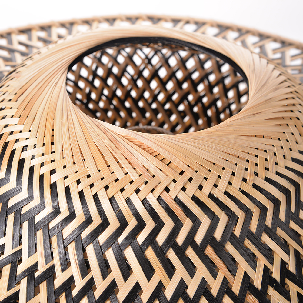 Handmade Black Bamboo Ceiling Light Flying Saucer Chandelier