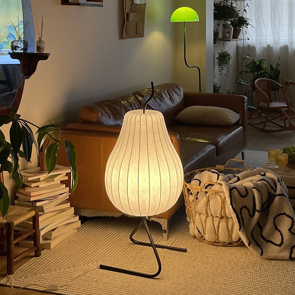 Japanese Wabi-sabi Silk Floor Lamp Living Room Medieval Pear Light