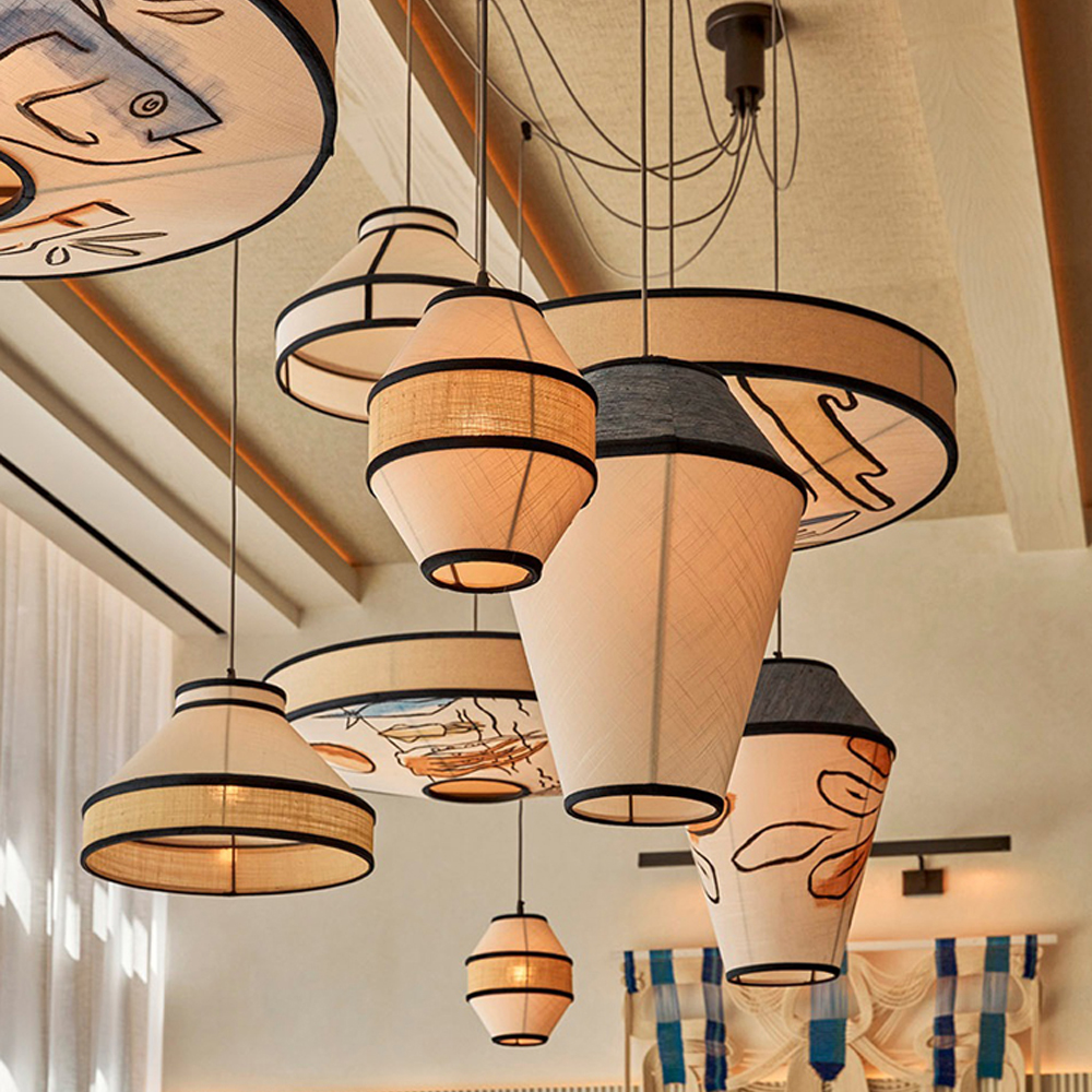 Japanese Restaurant Fabric Pendant Chandelier Designer New Chinese Style B&B Loft Living Room Wabi-sabi Lamp Fixture