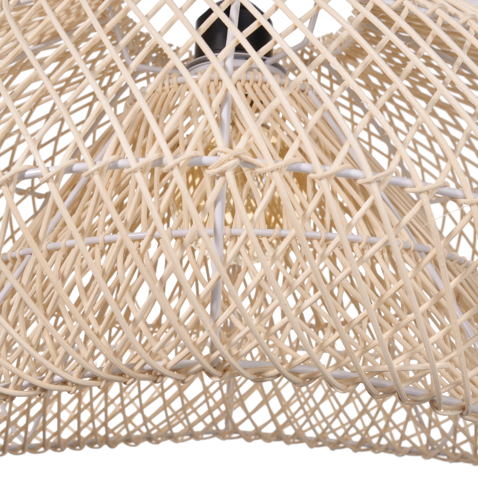 Handmade Wabi-Sabi Rattan Woven Dining Room Pendant Lamp Wicker Light Fixture