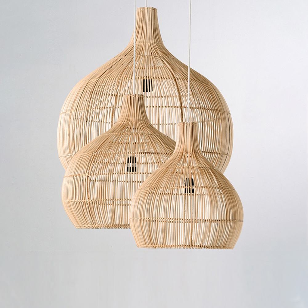 Japanese Style Retro Rattan Chandelier Creative Hotel Inn B&B Room Pendant Lamp