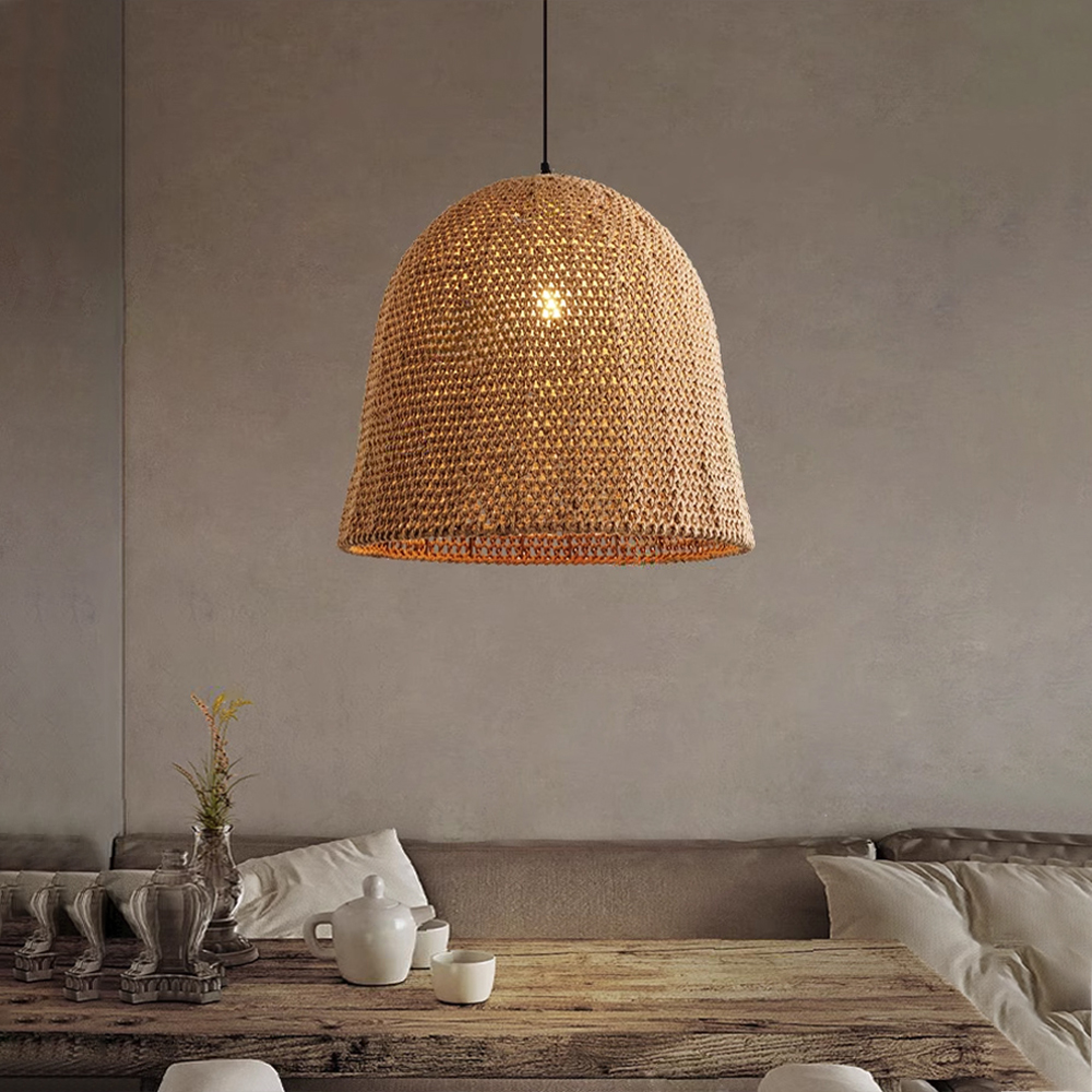 Wabi Sabi Retro Handwoven Pendant Light Homestay Restaurant Hemp Rope Lamp