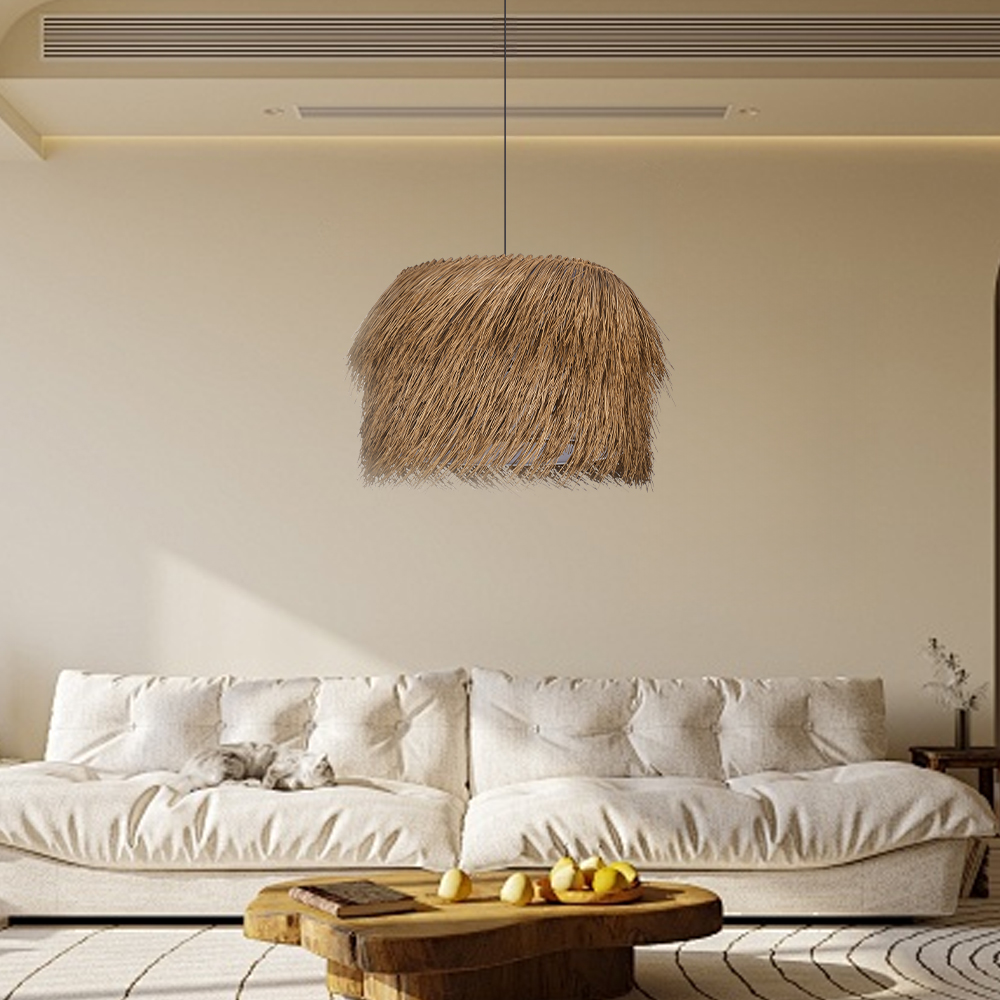 Wabi-sabi Rattan Wicker Pendant Light for Dining Room