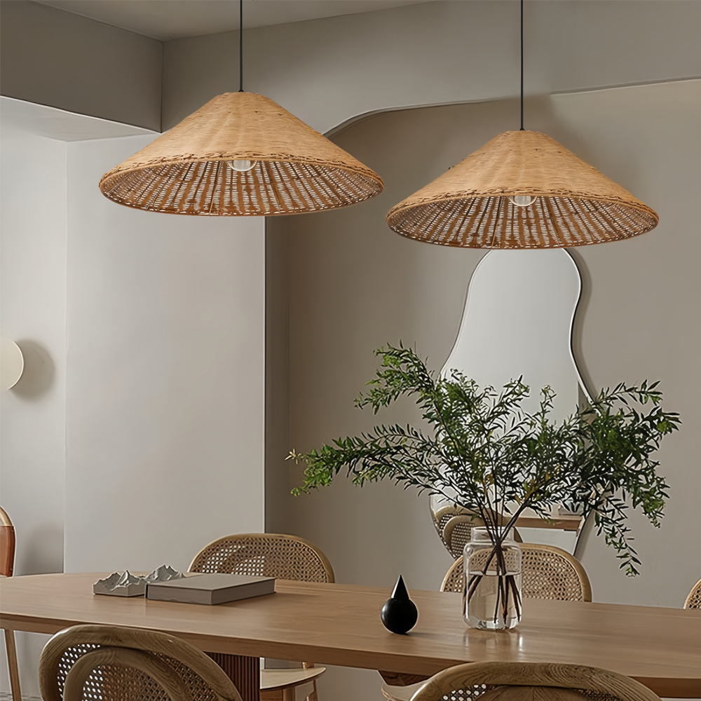 Homestay Southeast Asian Rattan Chandelier Restaurant Straw Hat Lampshade