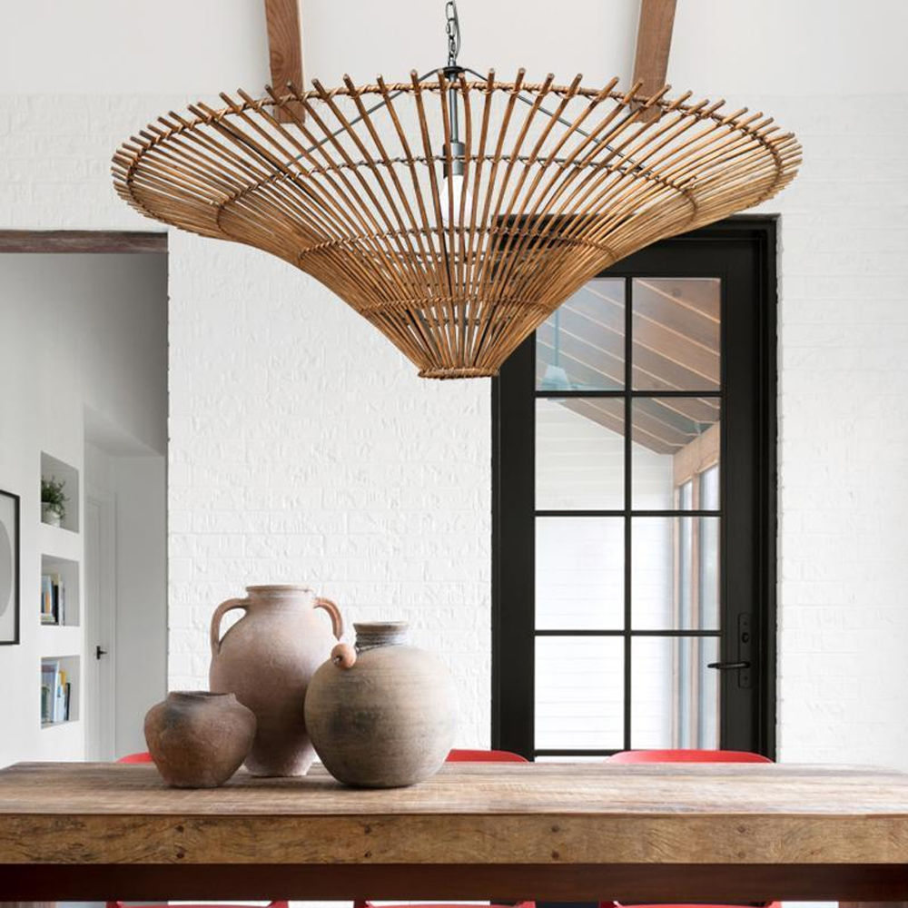 Large Modern Rattan Pendant Light Ceiling Lampshade 100CM Oversized Chandelier