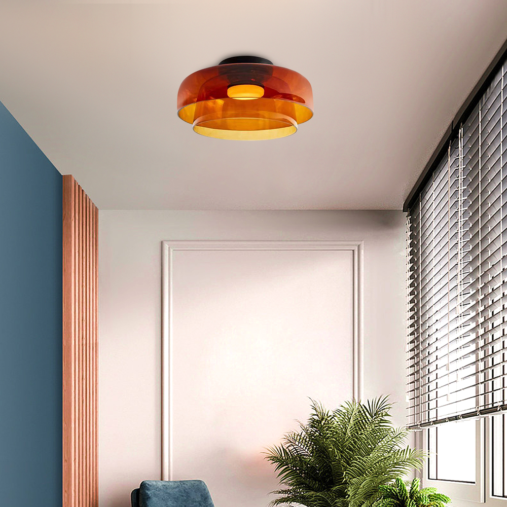 Nordic Designer Corridor Ceiling Light Retro Bedroom Glass Hanging Lamp