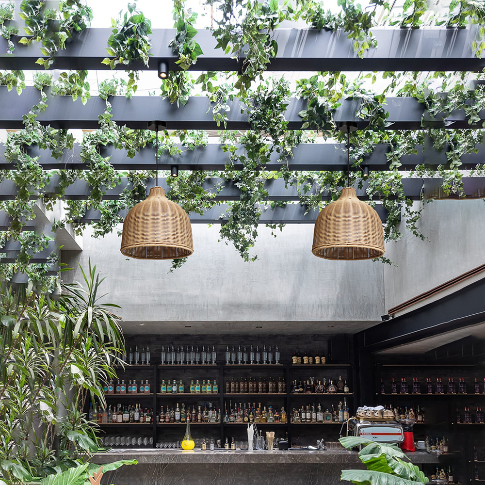Courtyard Garden Terrace Rattan Pendant Light Outdoor Waterproof Balcony Hanging Lamp