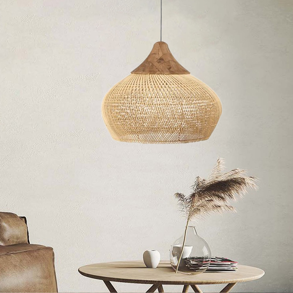Wabi-sabi Retro Rattan Weaving Pendant Light Southeast Asian Restaurant Chandelier