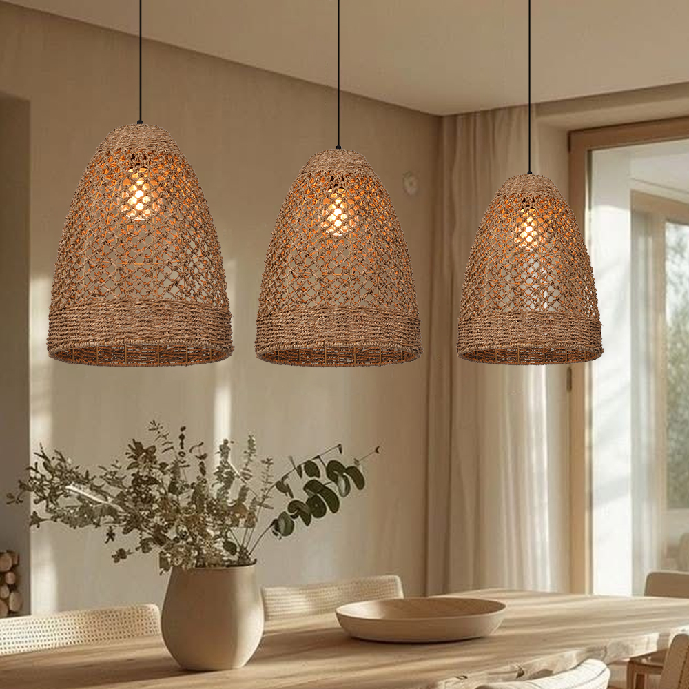 Dining Table Seagrass Chandelier Home Wabi-sabi Style Log Style Decorative Lamp