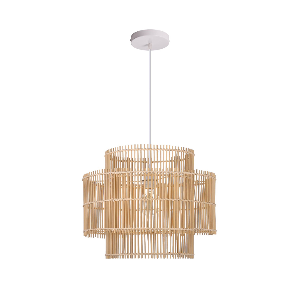 Natural Rattan Weaving Hanging Light Wicker Pendant Light Fixture 