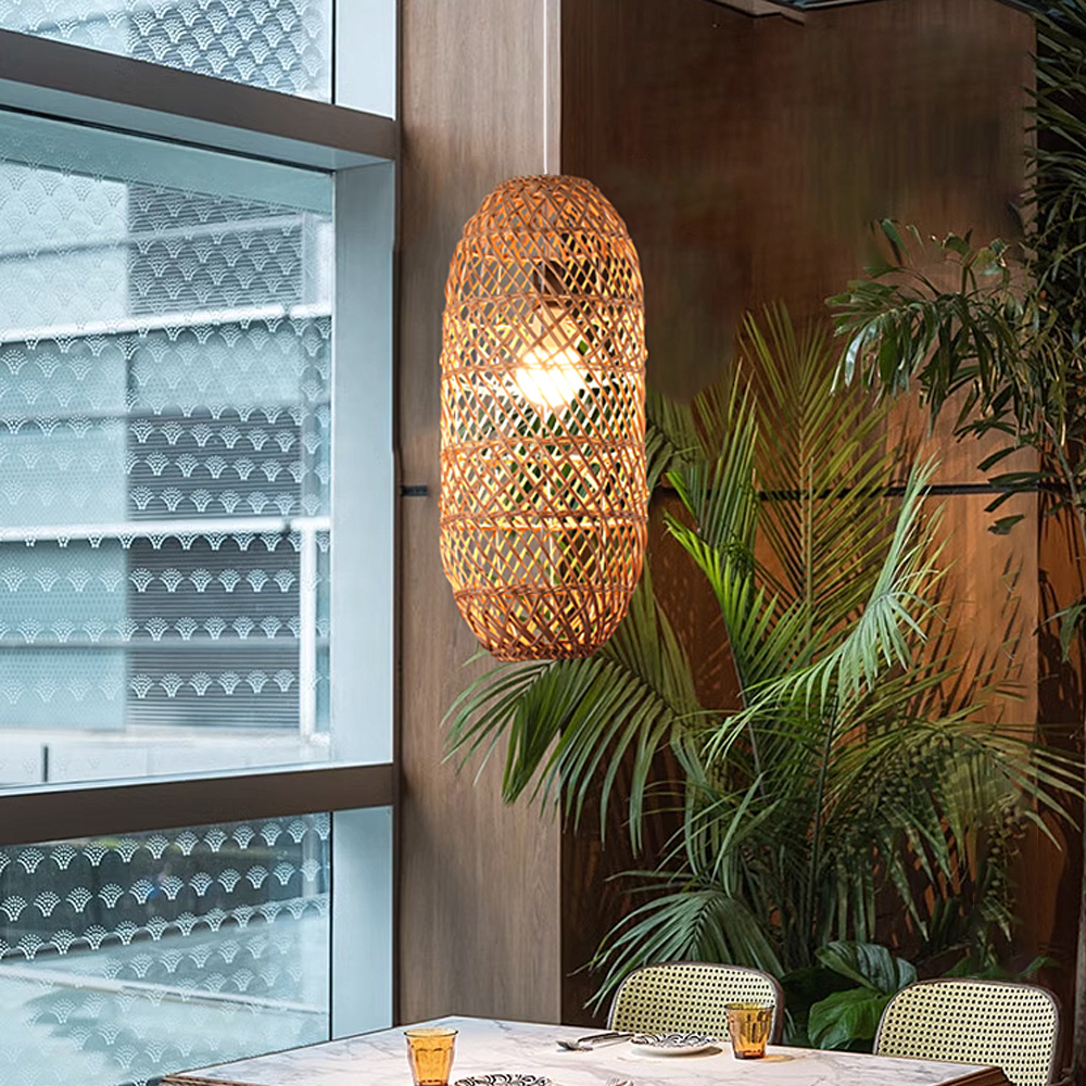 Villa Staircase Combination Rattan Chandeliers Wabi-sabi Pastoral Style Homestay Restaurant Lamps