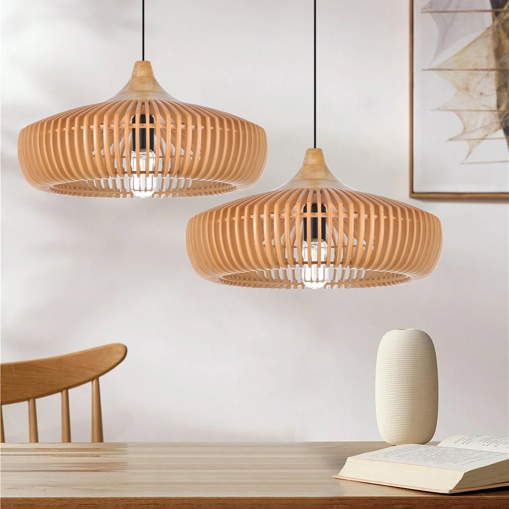 Japanese Rustic Farmhouse Wooden Pendant Light Restaurant Lamp