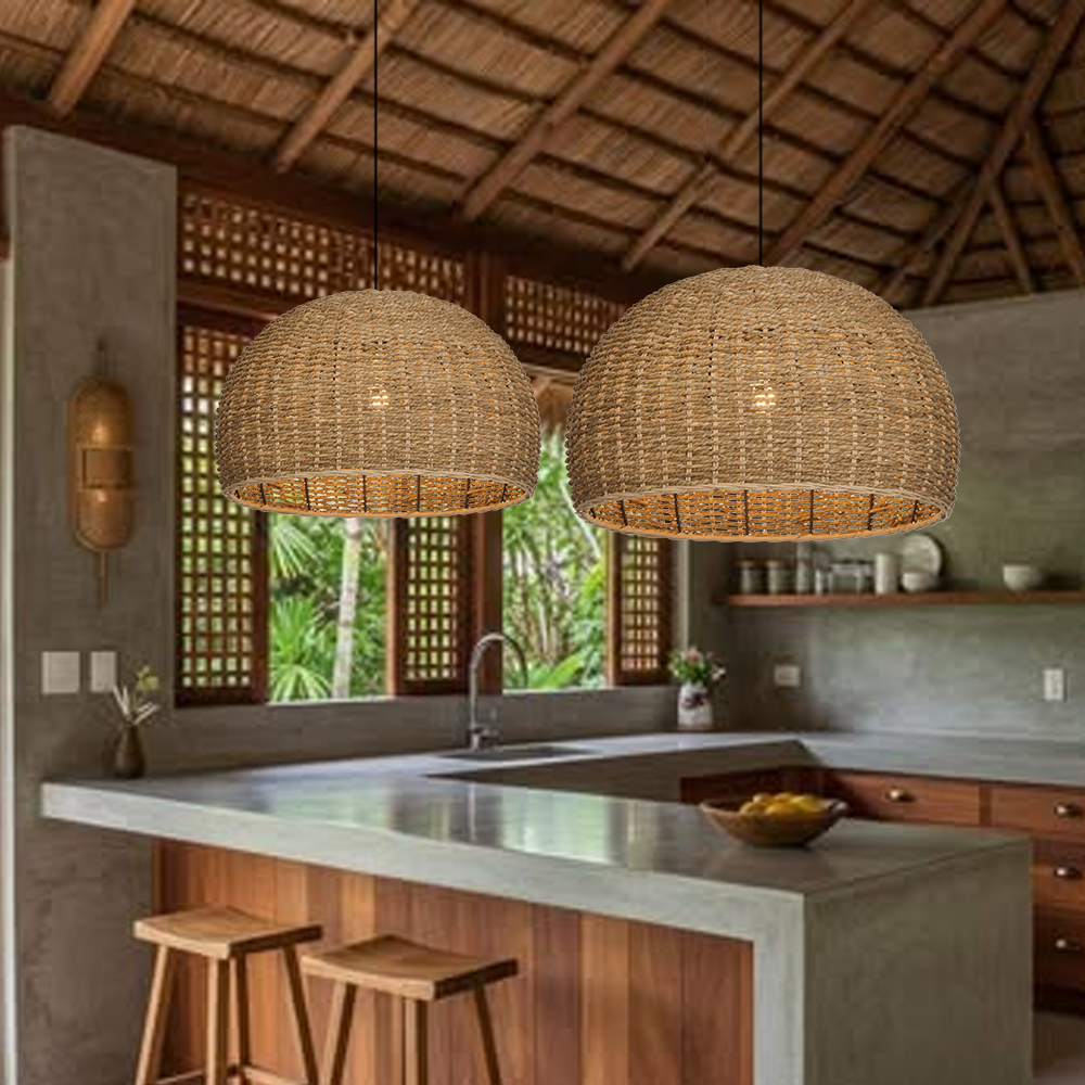 Handwoven Dome Seagrass Chandelier for Living Room