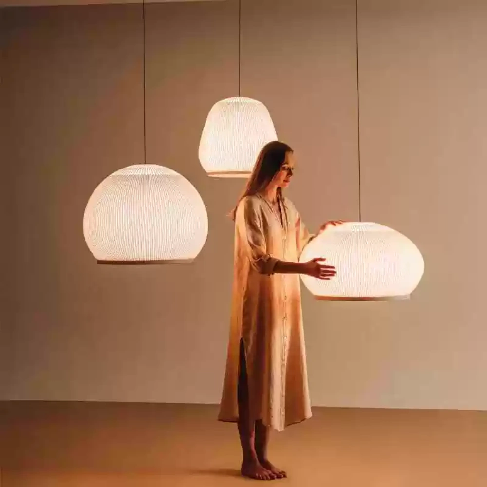 Modern Simple Fabric Woven Pendant Light Dining Room Lampshade