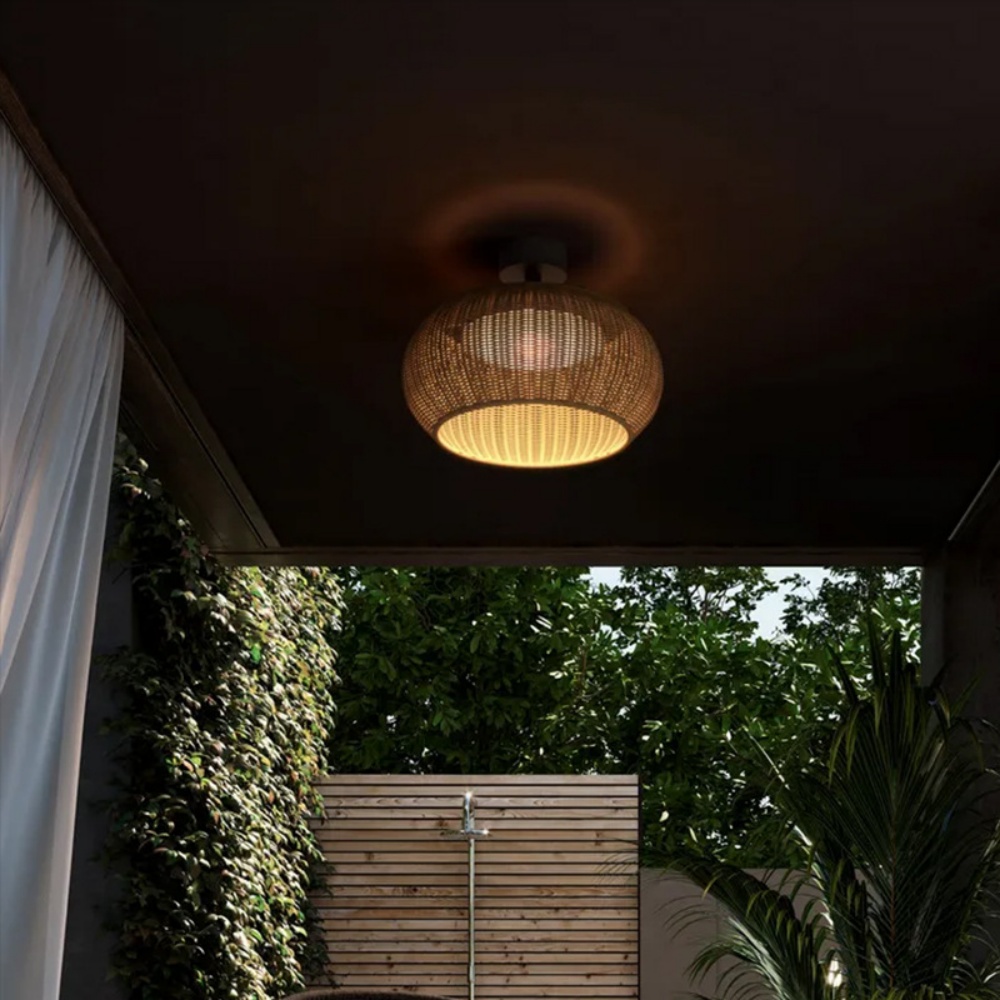Outdoor Waterproof Rattan Ceiling Lampshade Porch Light