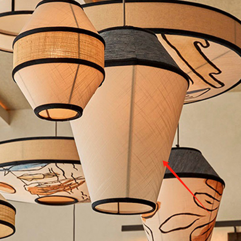 Japanese Restaurant Fabric Pendant Chandelier Designer New Chinese Style B&B Loft Living Room Wabi-sabi Lamp Fixture
