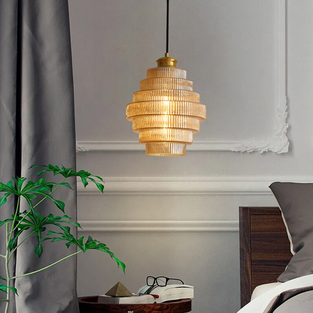 Medieval Antique Glass Pendant Light Entrance Corridor Decorative Lamp