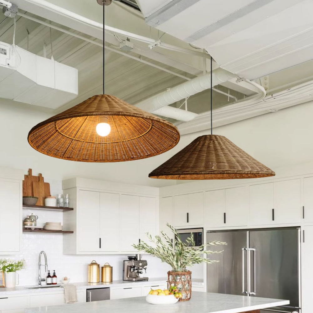 Homestay Southeast Asian Rattan Chandelier Restaurant Straw Hat Lampshade