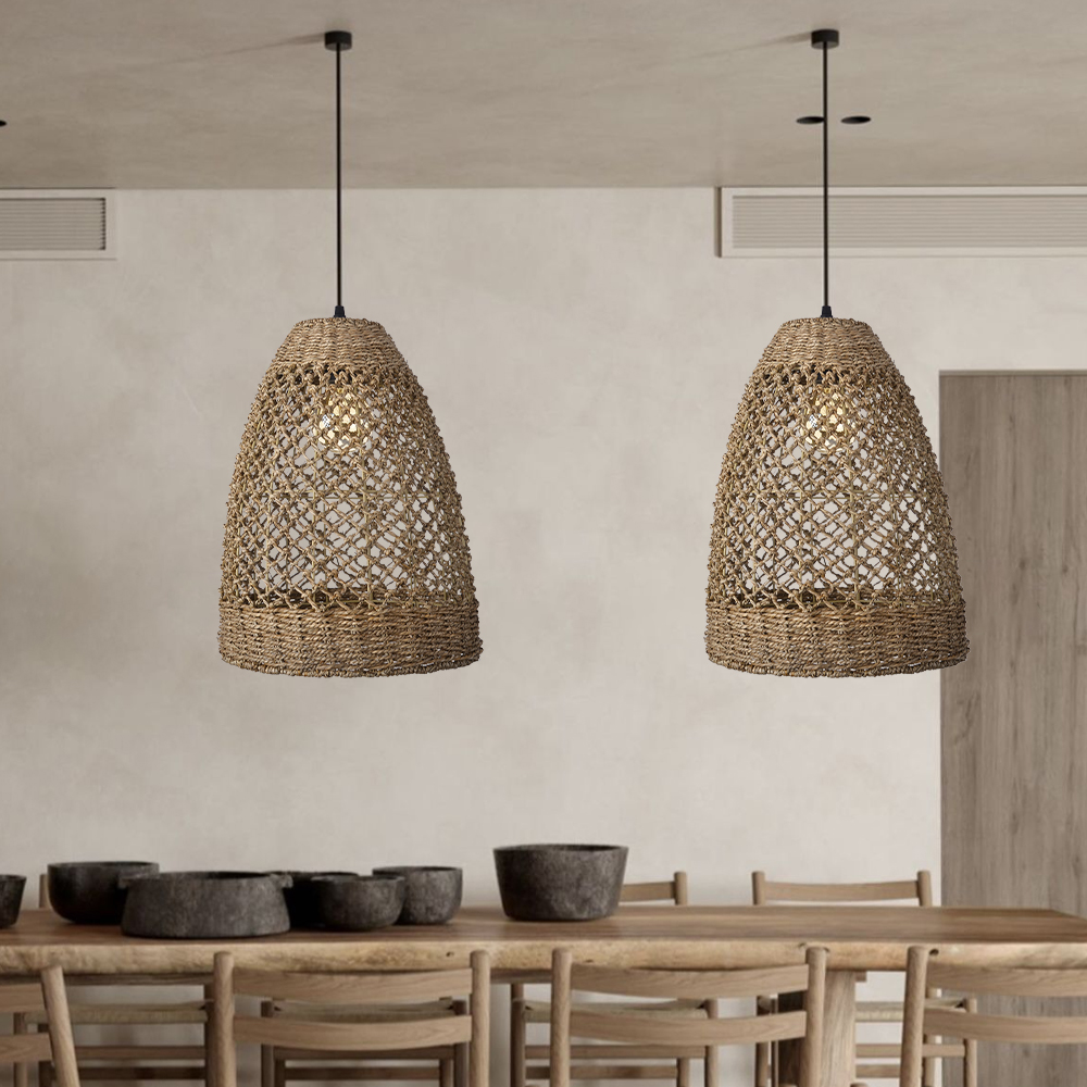 Dining Table Seagrass Chandelier Home Wabi-sabi Style Log Style Decorative Lamp