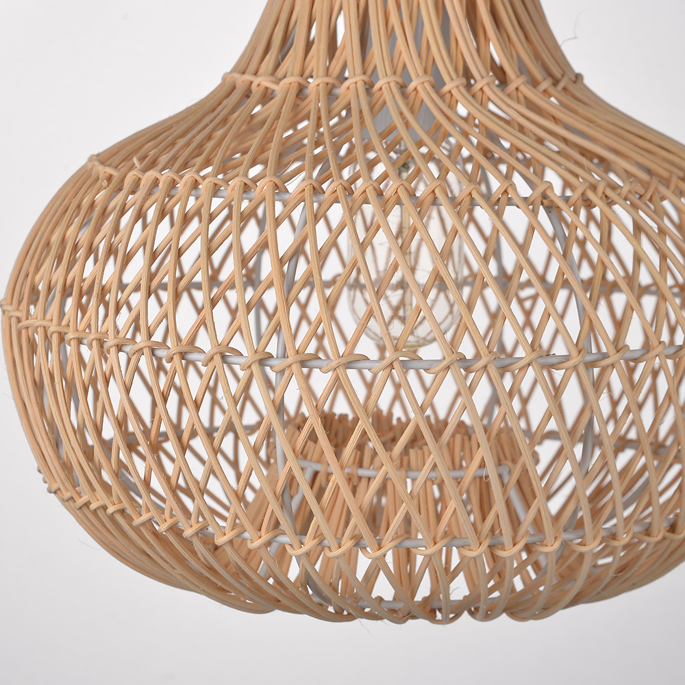 Minimalist Kitchen Counter Rattan Pendant Light Living Room Decor Lampshade