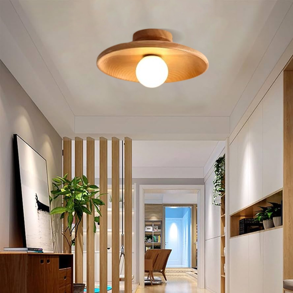 Log Style Entrance Wooden Ceiling lamp E26 Flush Mount Lights for Dining Room