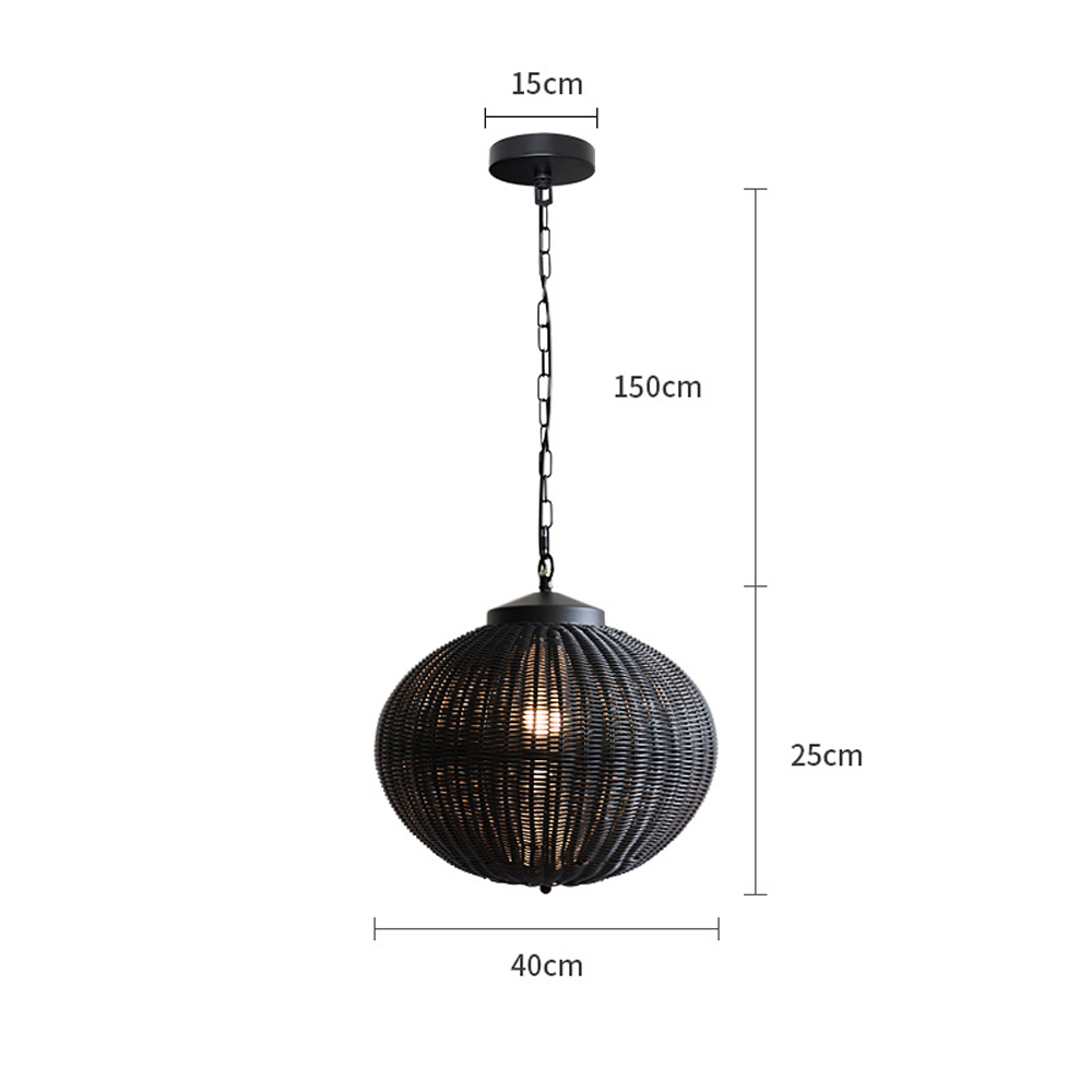 Outdoor Balcony Rattan Woven Pendant Light Waterproof Garden Lamp