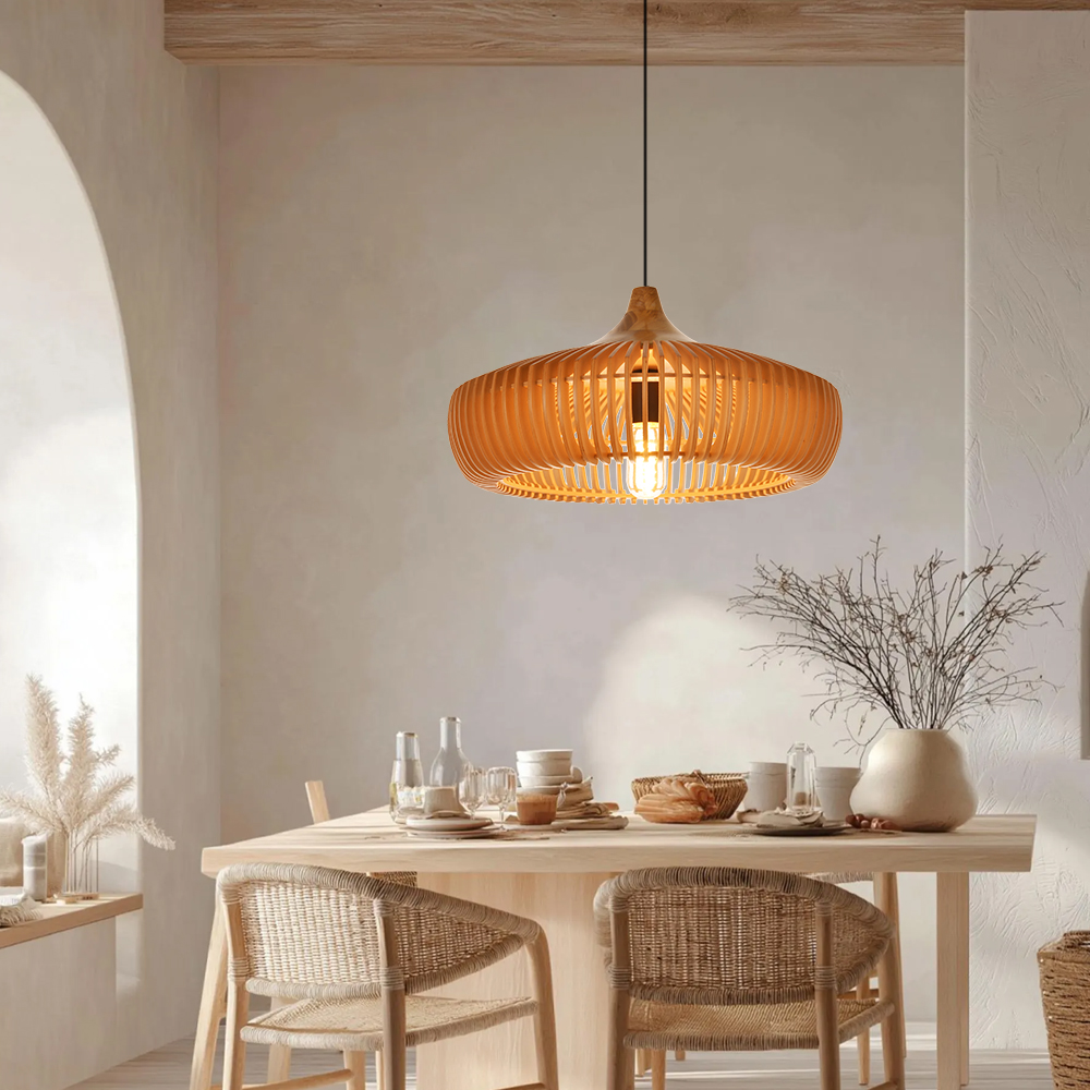 Japanese Rustic Farmhouse Wooden Pendant Light Restaurant Lamp