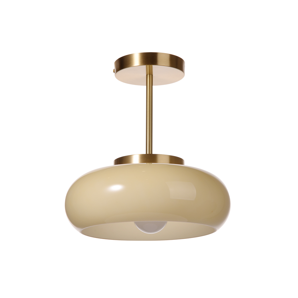 Bauhaus Round Beige Ceiling Light Semi Flush Mount Entryway Lighting