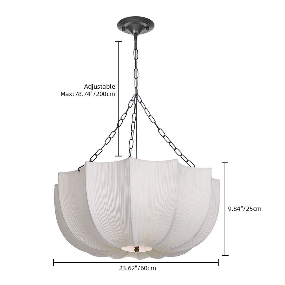 French Vintage Fabric Pendant Light Wabi-sabi Dining Room Decorative Lamps