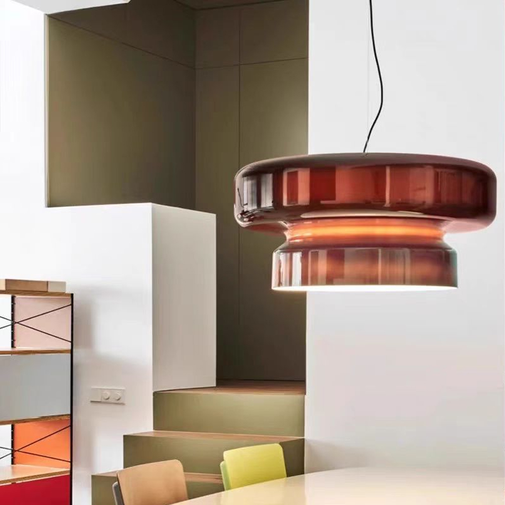 Nordic Glass Pendant Light Mid-Century Modern Minimalist Colored Glass Bar Ambient Light