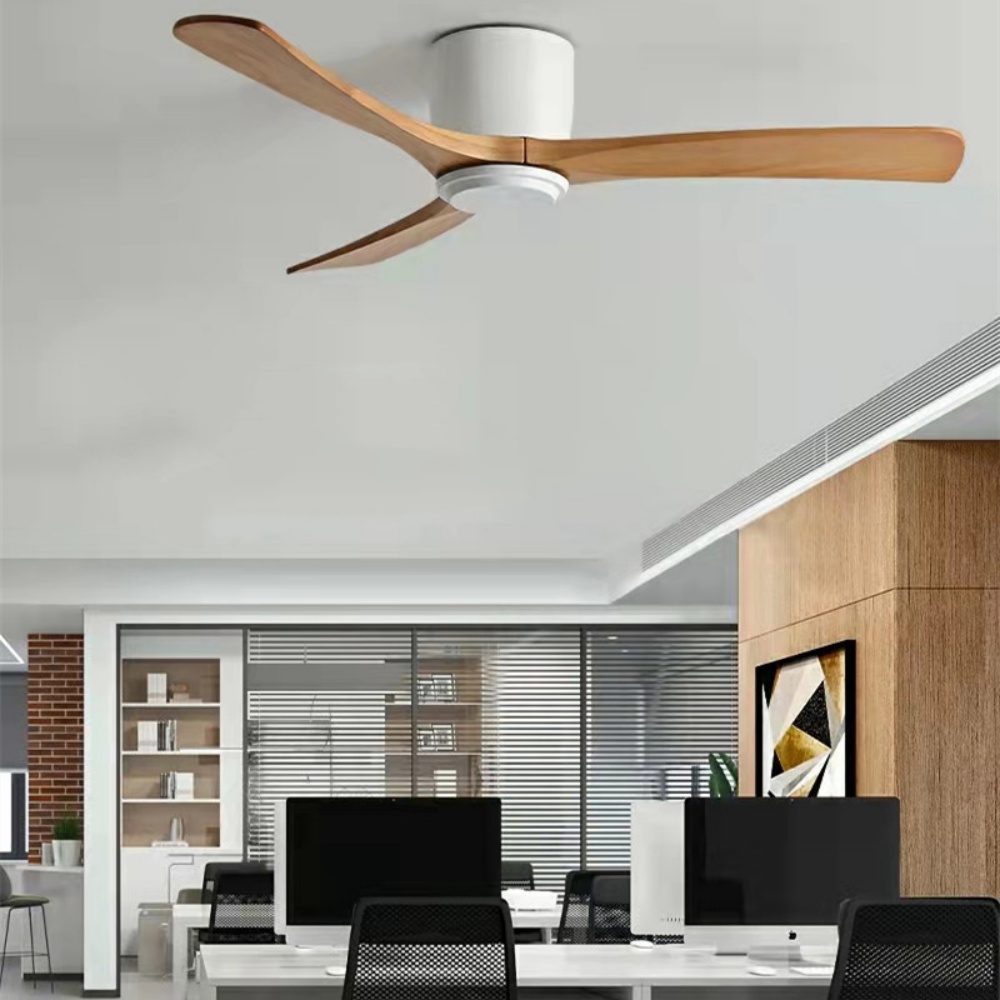 Nordic Wooden Ceiling Fan Light Fixture Minimalist LED Ceiling Lamp for Bedroom