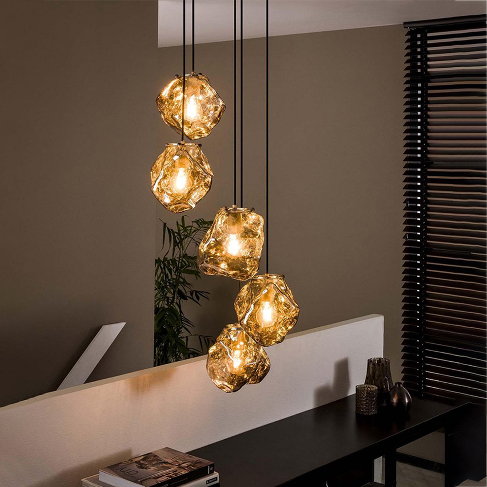Minimalist Art Lava Glass Pendant Light Creative Restaurant Hanging Lamp