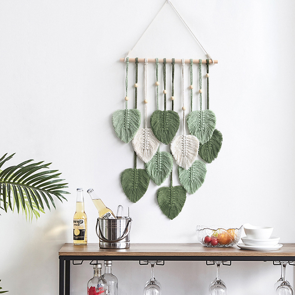 Bohemian Wall Decor Hand-woven Cotton Rope Leaf Tapestry Living Room Design