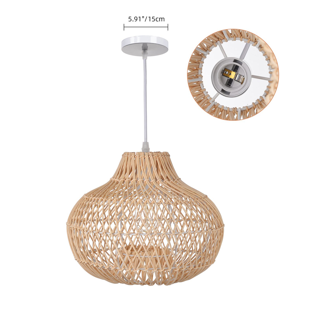 Minimalist Kitchen Counter Rattan Pendant Light Living Room Decor Lampshade