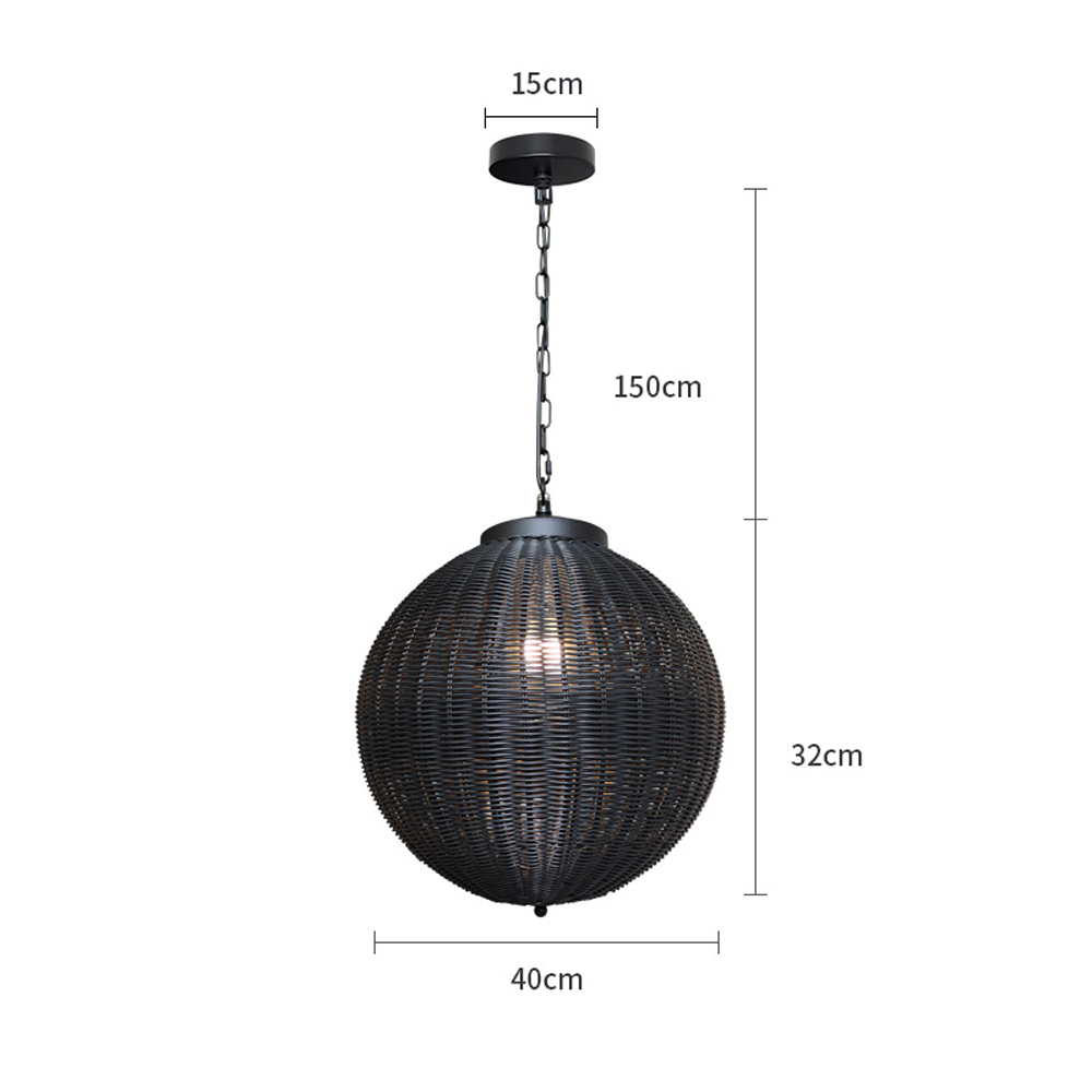 Outdoor Balcony Rattan Woven Pendant Light Waterproof Garden Lamp