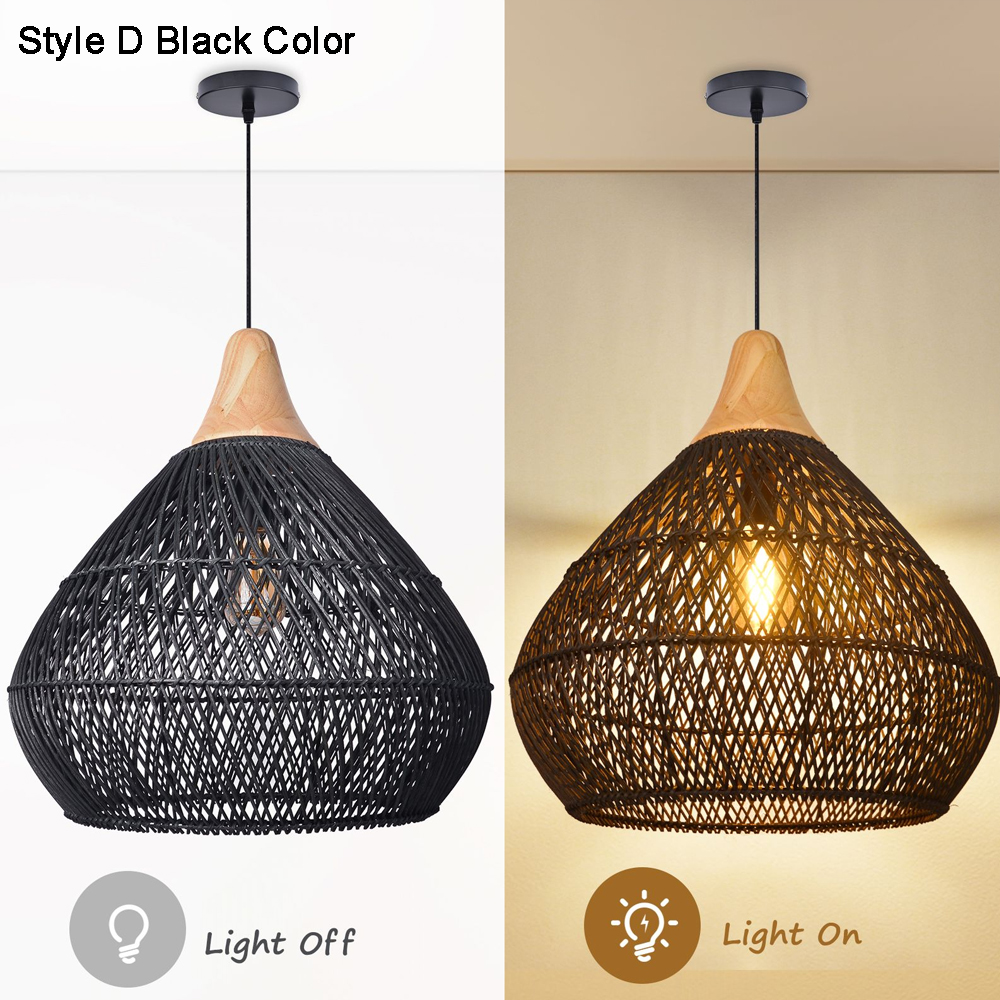 Rattan Pendant Light Wabi Sabi Style Retro Dining Room Chandelier