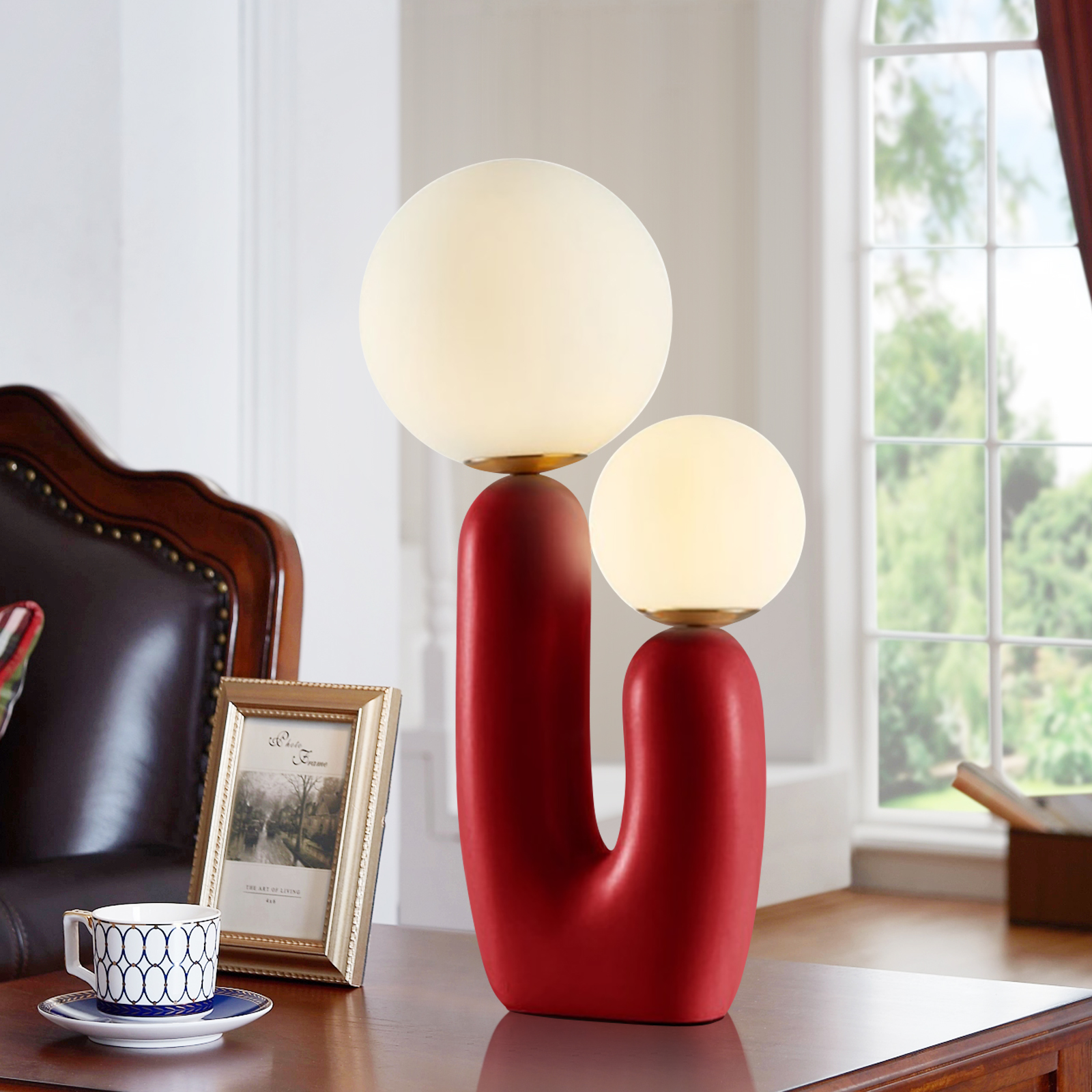 Double-headed Resin Table Lamp Bedside Red Light