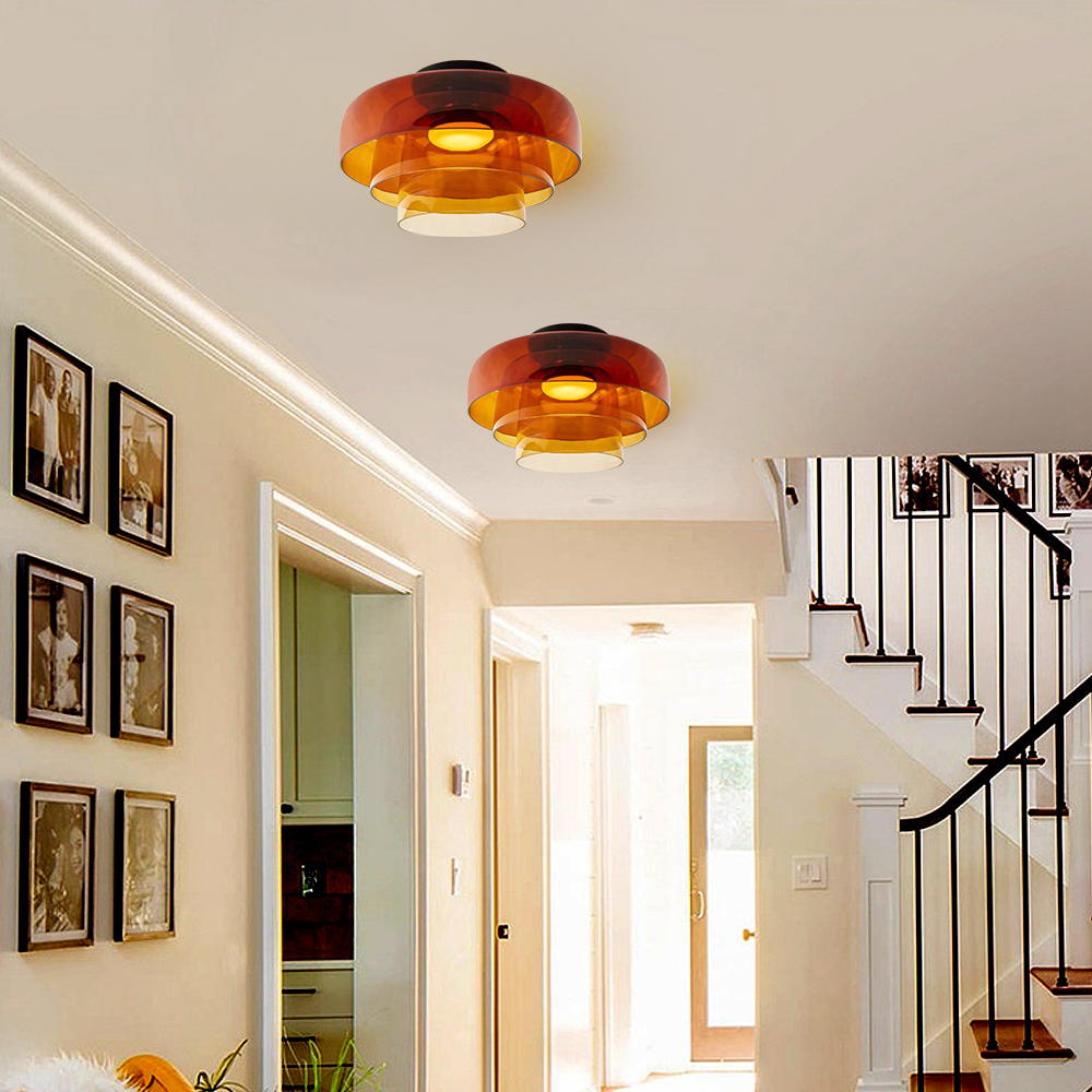 Nordic Designer Corridor Ceiling Light Retro Bedroom Glass Hanging Lamp