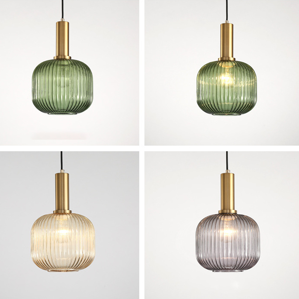 Dark Green Small Glass Pendant Light Kitchen Island Restaurant Retro Chandelier American Home Lighting