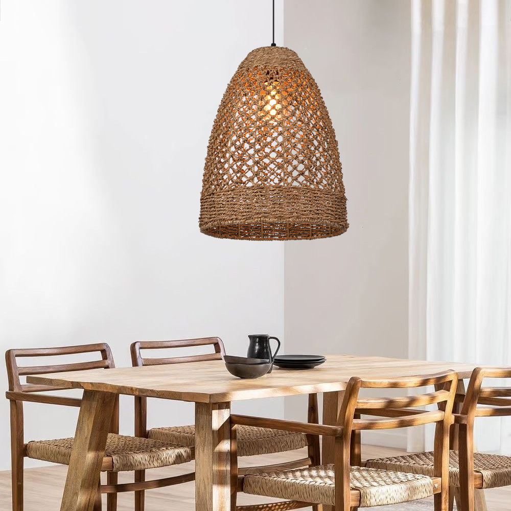 Dining Table Seagrass Chandelier Home Wabi-sabi Style Log Style Decorative Lamp