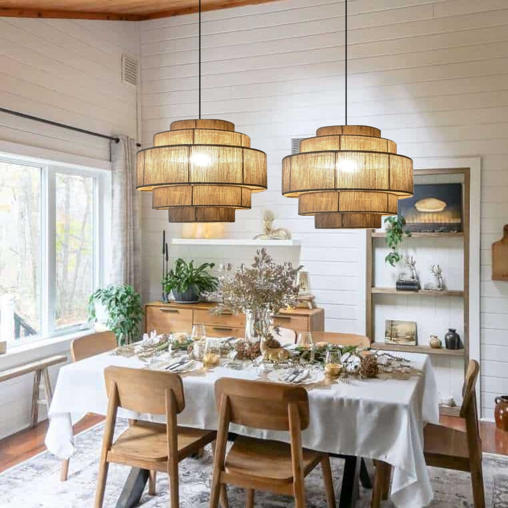 Best Modern Kitchen Island Lighting Handwoven Rope Chandelier for Dining Room